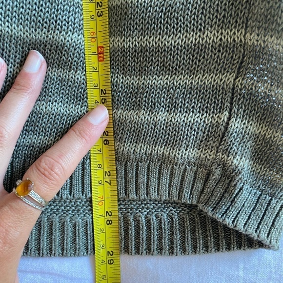 John Varvatos Men’s Linen Knit Pullover Striped Sweater Green Size S - Picture 6 of 7